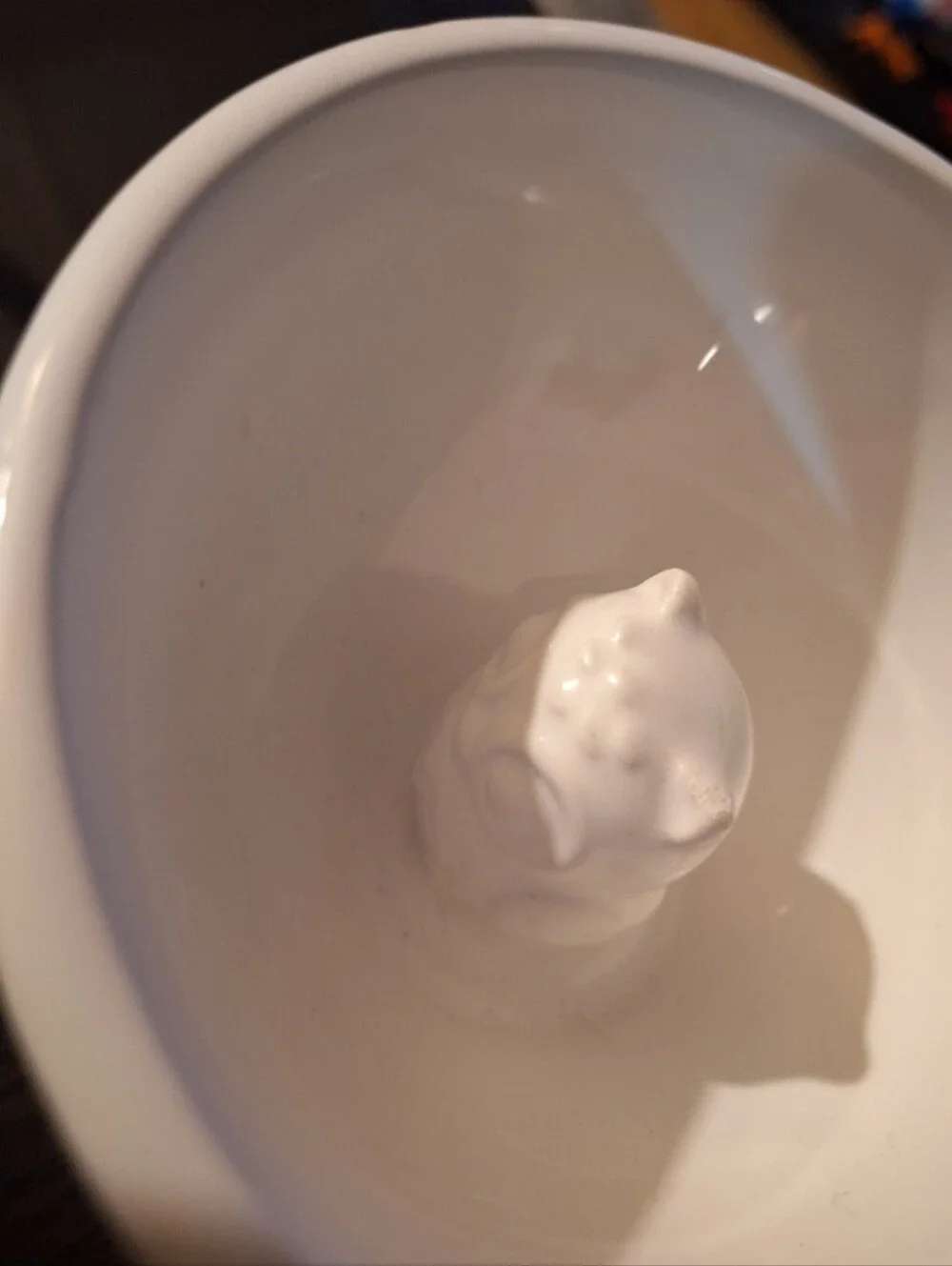 White Ceramic Cat Mug with Hidden Cat Figure -